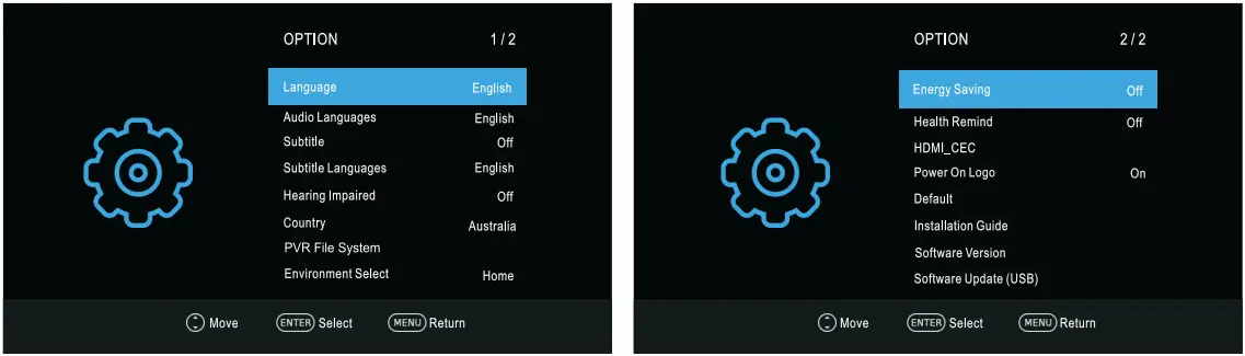 CHiQ L40G5W 40 Inch Full HD LED TV - Option Menu