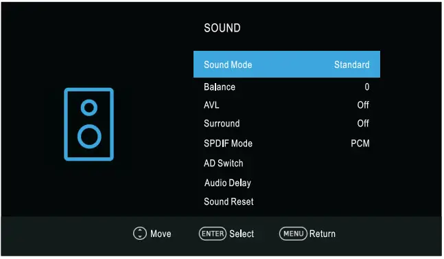 CHiQ L40G5W 40 Inch Full HD LED TV - Sound Menu