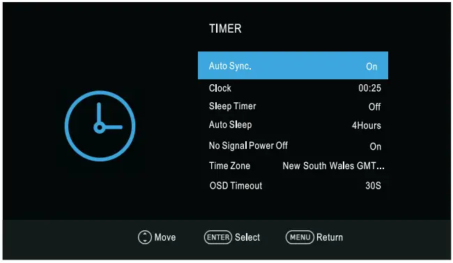 CHiQ L40G5W 40 Inch Full HD LED TV - Timer Menu