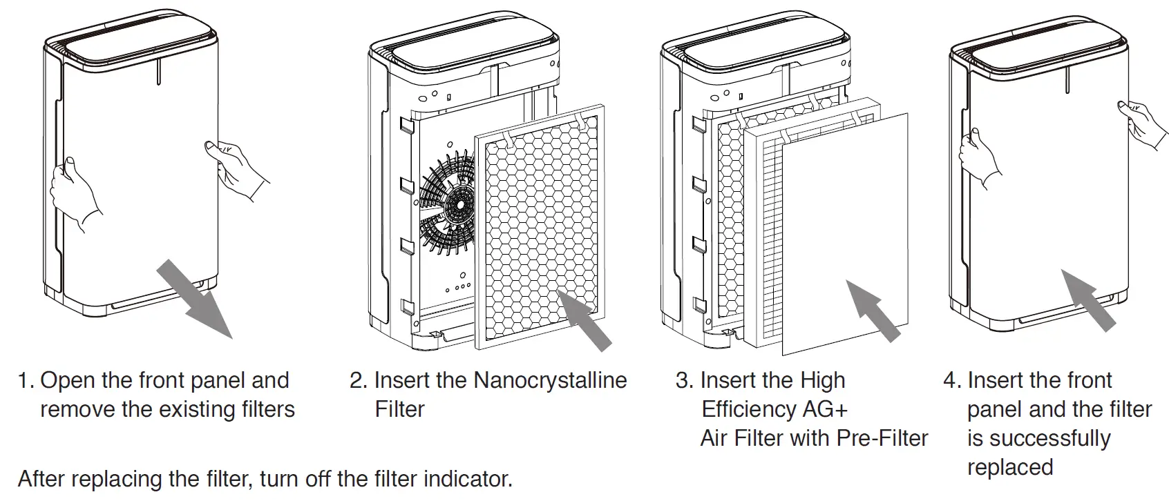 AURABEAT NSP-X1 AG+ Sanitizing Air Purifier Tips on replacing the filter-1