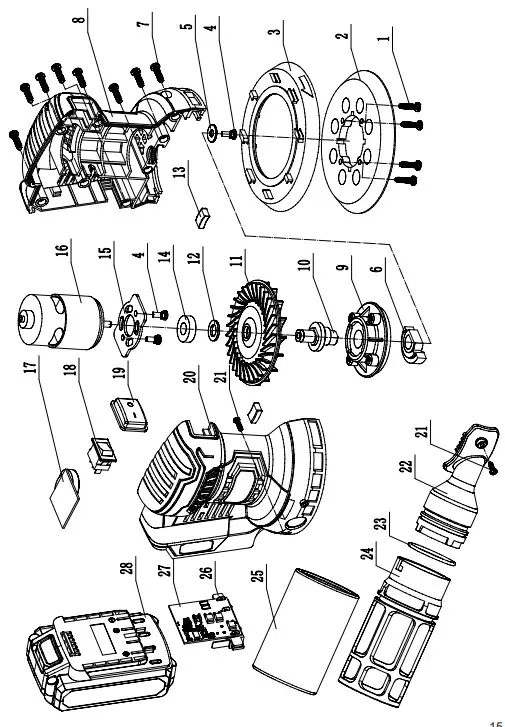 EMPOWER COS326 5 inch 24V Max Cordless Orbital Sander- DRAWING
