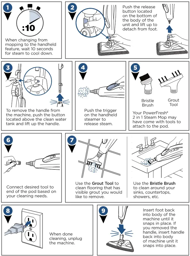 Bissell 2078D Powerfresh 2 in 1 Steam MOP - Using the Handheld Steamer
