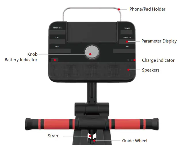 Xiamen Renhe Sports Equipment RHHR01 Rowing Machine- CONSOLE DIAGRAM