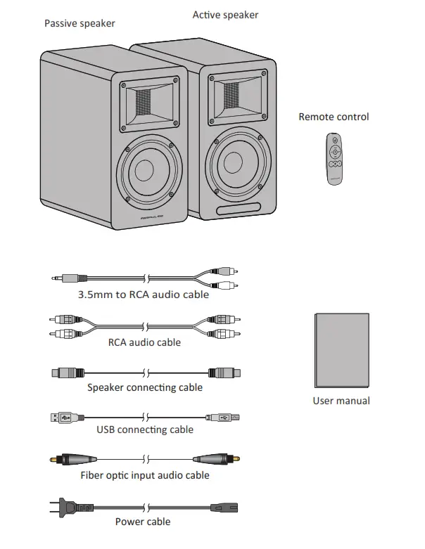 AIRPULSE Active Speaker System - Box Contents