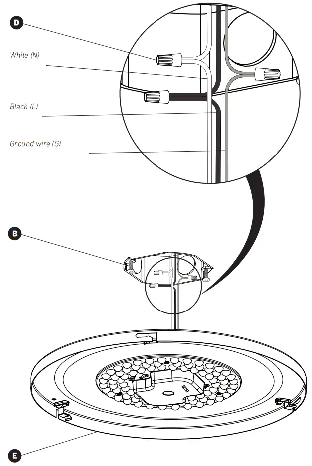 artika FM ALC LED Ceiling Light Fixture WoodBlack - CONNECTION