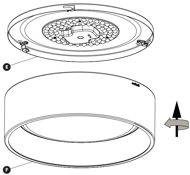 artika FM ALC LED Ceiling Light Fixture WoodBlack - DIFFUSER INSTALLATION