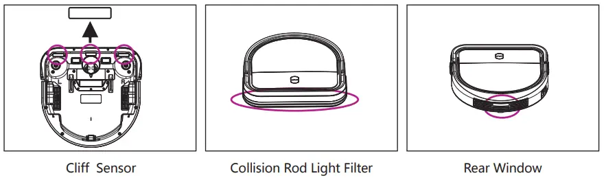 Dibea D500 Pro Robot Vacuum Cleaner - Sensor cleaning