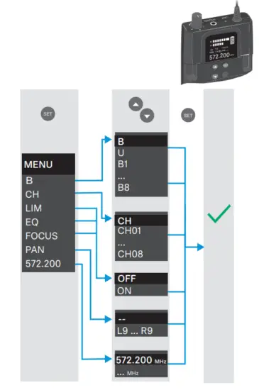 SENNHEISER XSW IEM SR XS Wireless IEM Wireless In Ear Monitoring System - MENU XSW