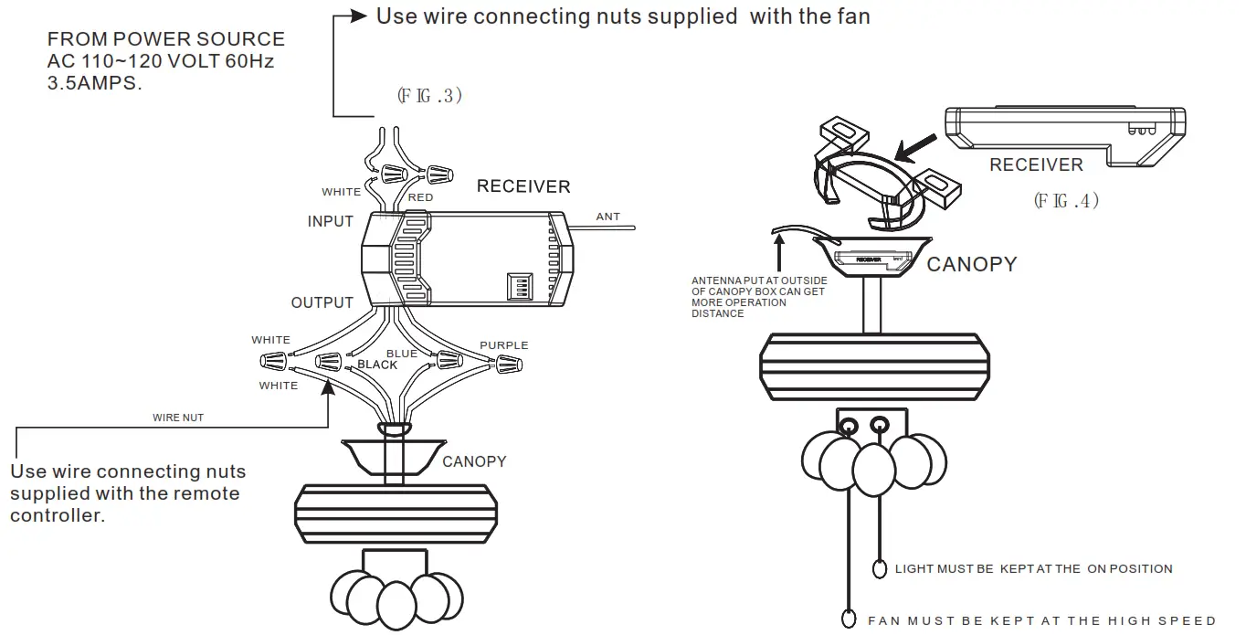 Parrot Uncle F8235110V 22.5 Inch Indoor Matte Black Industrial Caged Ceiling Fan - 13