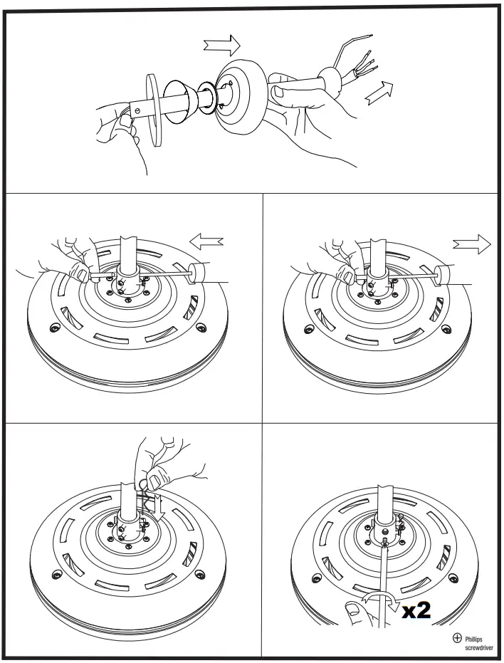 Parrot Uncle F8235110V 22.5 Inch Indoor Matte Black Industrial Caged Ceiling Fan - 6