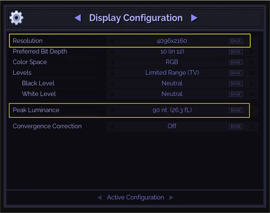 SONY madVR Envy Video Processor - Display Configuration 1