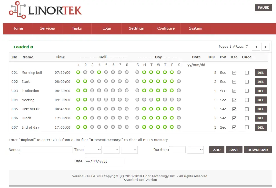 LINORTEK Netbell 2 Network Bell Controller - setting 4