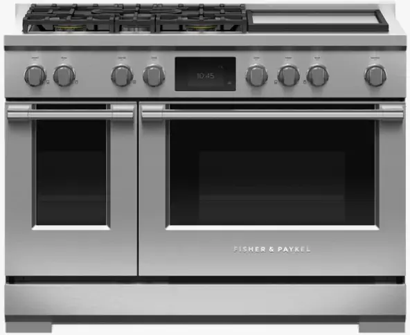 FISHER   PAYKEL RDV3-485GD-L 48 Inch 5 Burners Self Cleaning Dual Fuel Range