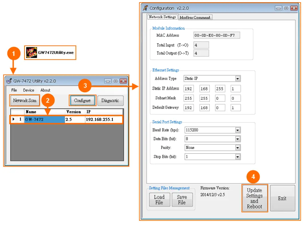 Logicbus GW 7472 Ethernet IP to Modbus Gateway -Update Settings