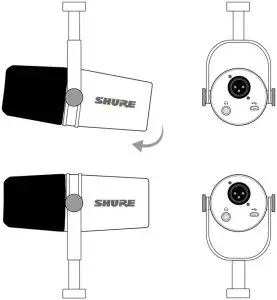 To easily flip the microphone orientation, loosen the screws and rotate 180 degrees.