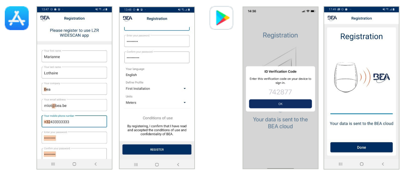 BEA LZR-WIDESCAN Mobile App Registration - fig 2