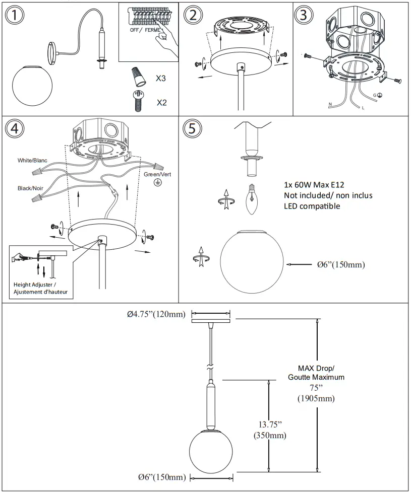 Dainolite TAR 61P Tara Aged Brass Modern Contemporary Opal Glass Globe Mini Pendant Light