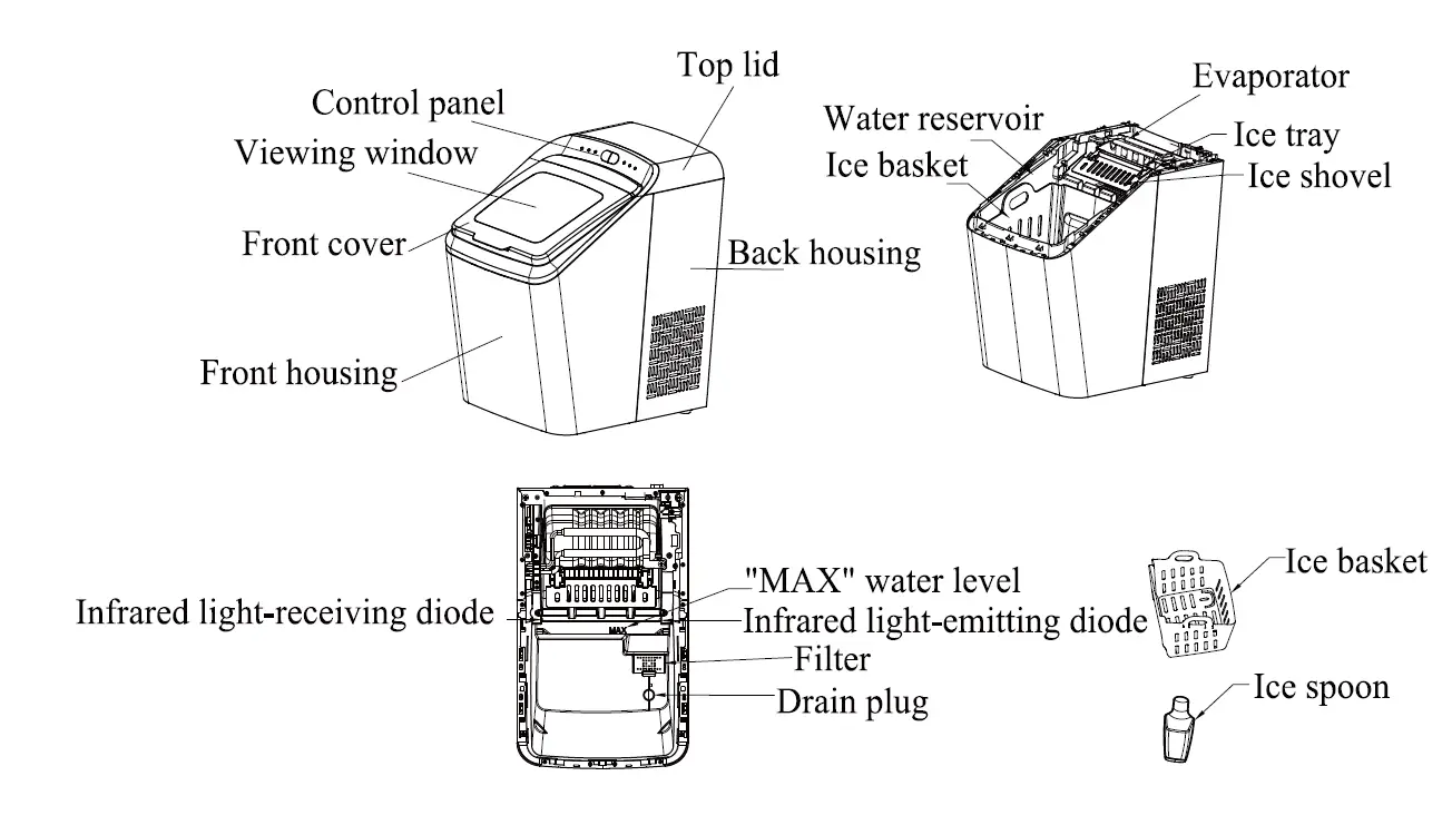 CROWNFUL-IM2200-UL-Portable-Ice-Maker-Countertop-fig-1