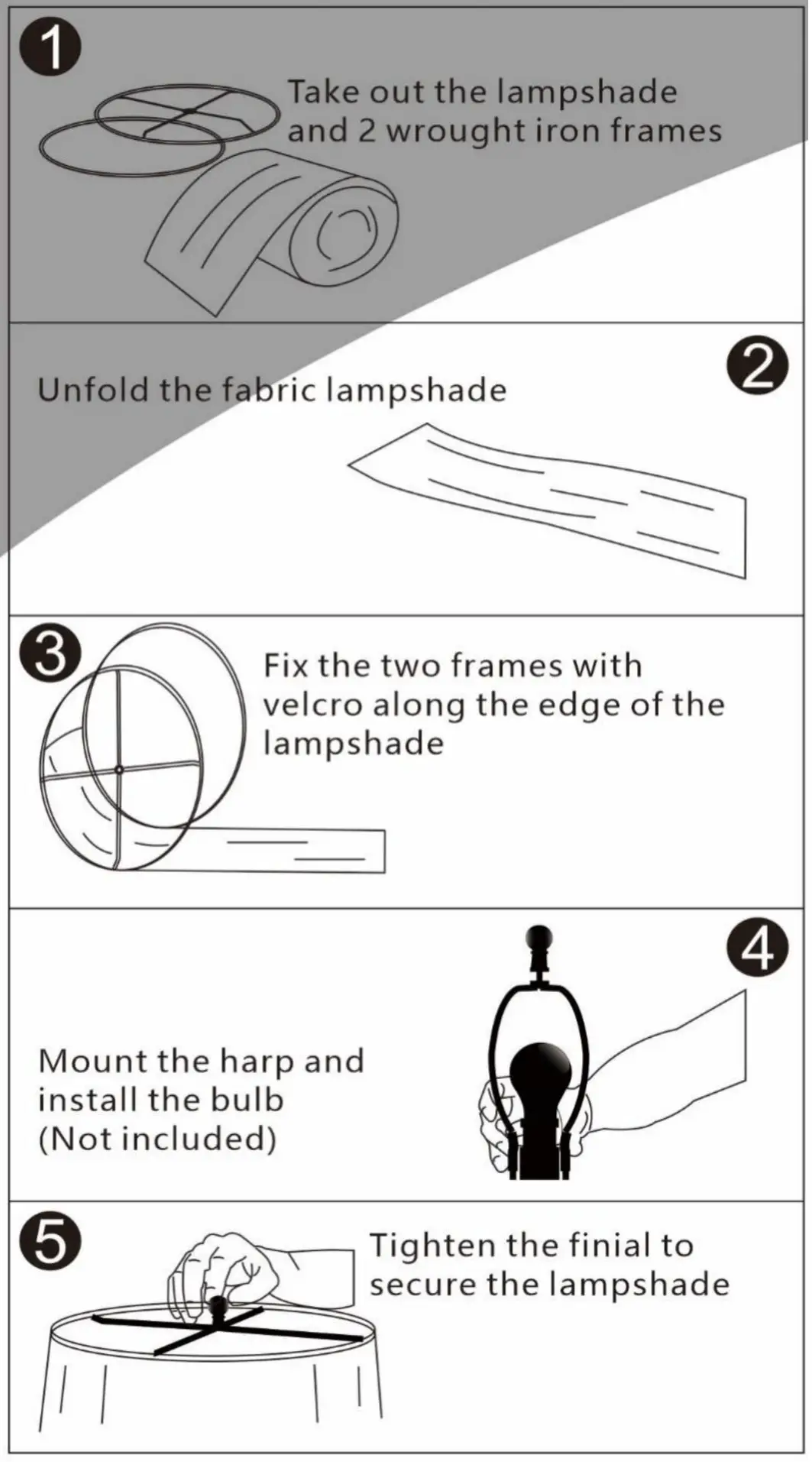 4MODERNHOME T81-BK Cincinati 24 Inch Black Table Lamp - STEPS TO ASSEMBLE THE LAMPSHADE