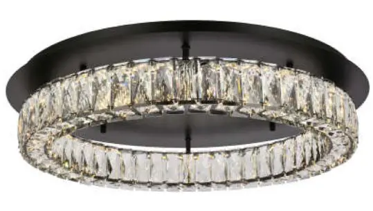 ELEGANT 3503F26BK Monroe 1 Light 26 Inch Mount Ceiling Light
