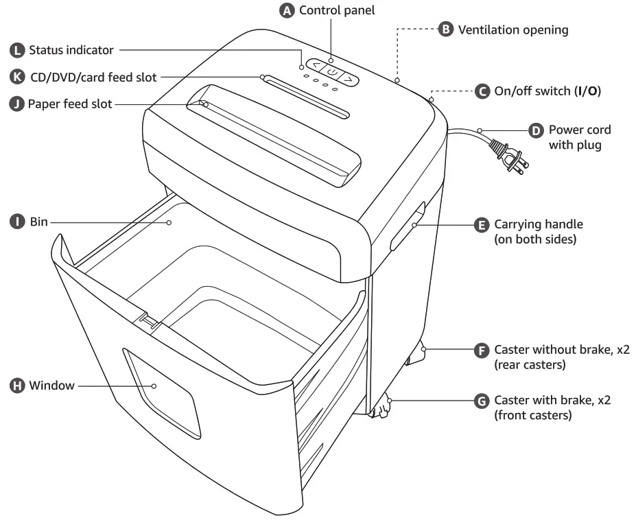 amazon basics B08NY9W23W 15 Sheet Cross Cut Paper Shredder - Overview