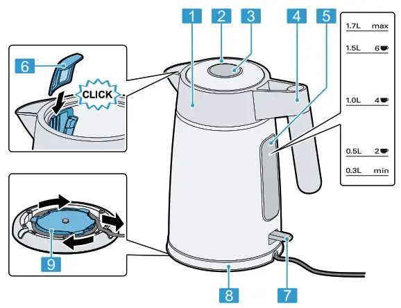 BOSCH TWK5P475GB Cordless Electric Kettle - Product Overview 1
