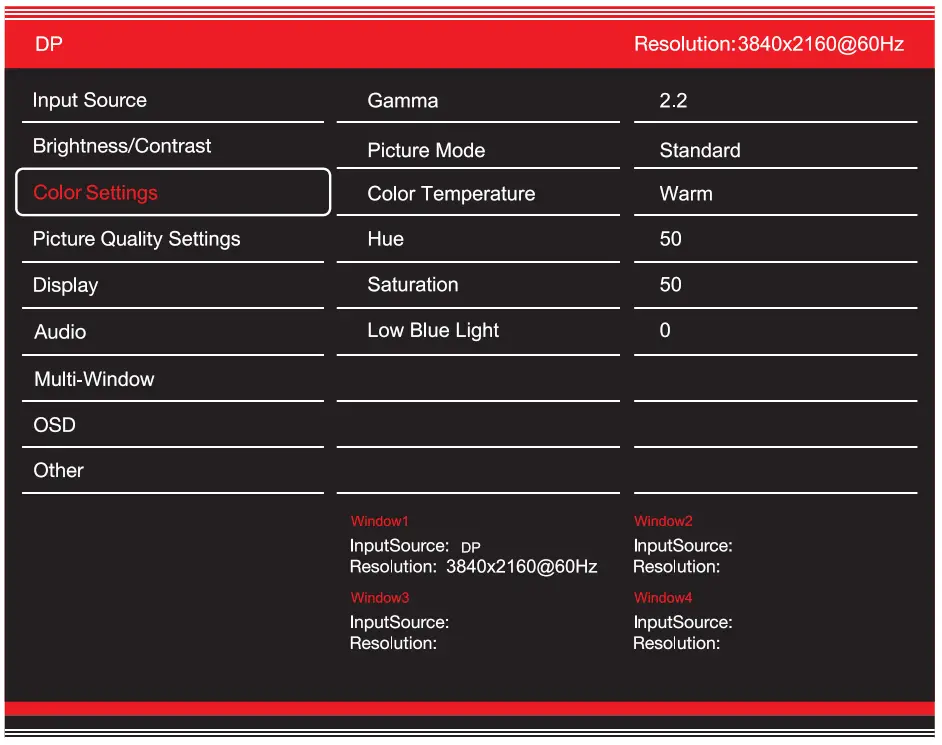 GVISION C43BI AC 4000 4K UHD Security CCTV Monitor - Color Settings