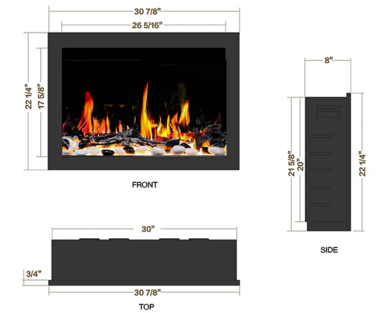 Litedeer Homes ZEF38VC-II 30 Inch LiteStar Smart Electric Fireplace - Specification