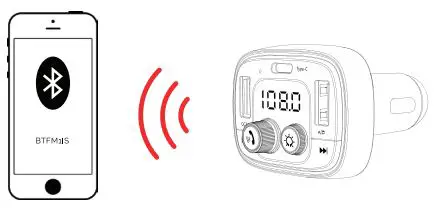 simple BTFM1IS Vehicle Bluetooth 5.0 FM Transmitter Owner’s Manual - On your smartphone enable Bluetooth function