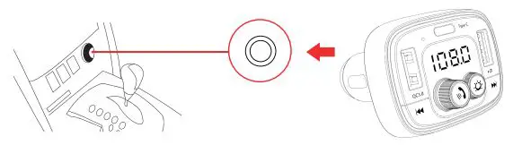 simple BTFM1IS Vehicle Bluetooth 5.0 FM Transmitter Owner’s Manual - Plug BTFM1IS into your car cigarette lighter socket