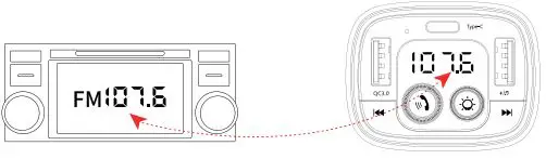 simple BTFM1IS Vehicle Bluetooth 5.0 FM Transmitter Owner’s Manual - Turn on your car's FM radio and find an empty channel