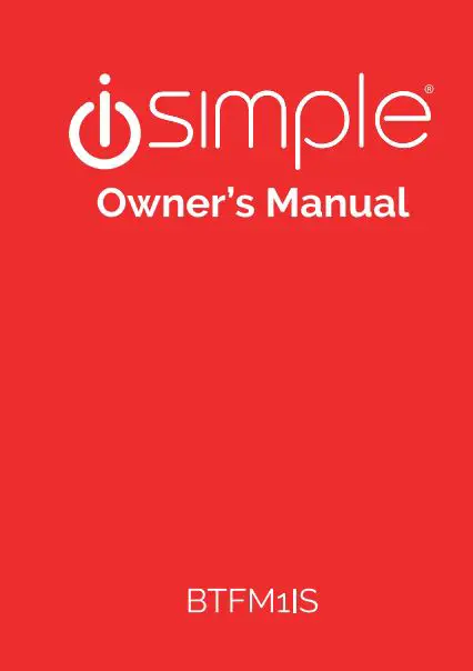 simple BTFM1IS Vehicle Bluetooth 5.0 FM Transmitter Owner’s Manual