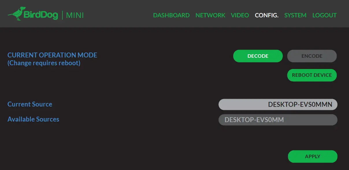 Selecting an NDI Source to Decode