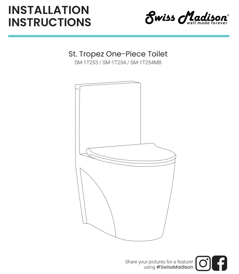 SwissMadison St. Tropez One-Piece Toilet Installation Guide