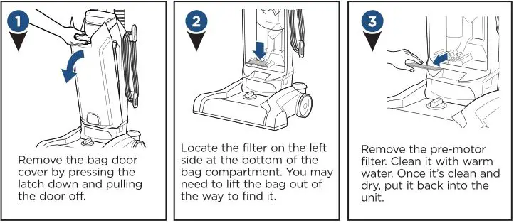 Bissell 20191-20193 Series Cleanview Bagged Vacuum - Cleaning the Pre-Motor Filter