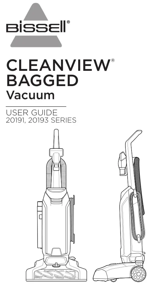 Bissell 20191-20193 Series Cleanview Bagged Vacuum User Guide