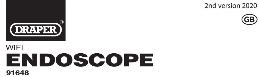 DRAPER 91648 Rechargeable Waterproof Wi-Fi Endoscope Instruction Manual