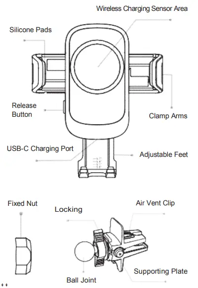 DesertWest CTEZ100 Wireless Car Charger Mount 1
