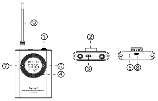 BIETRUN WXM 25 USB Multi-Function Wireless Microphone System - Transmitter