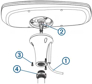 Mounting the Compass with the Cable Routed Outside the Pole 1