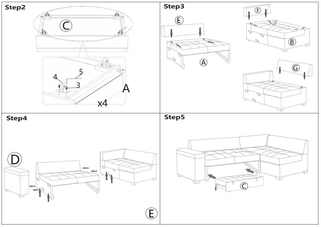 SIMPLE RELAX 89136 87 75 in W Woven Fabric Sleeper Sectional Sofa - fig 2