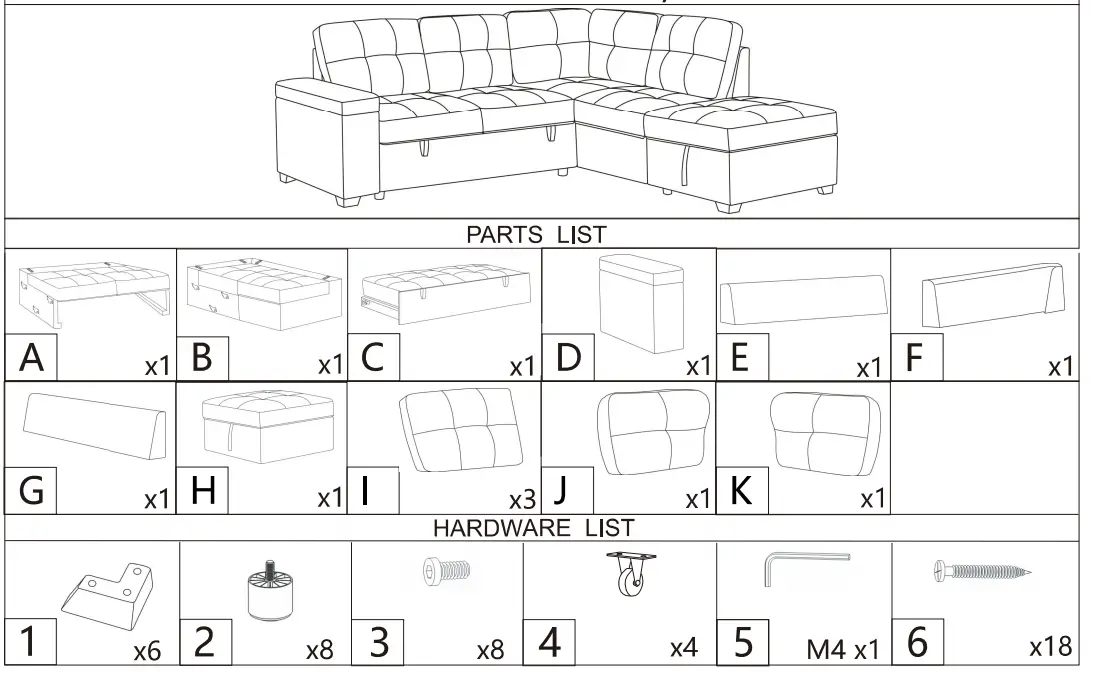 SIMPLE RELAX 89136 87 75 in W Woven Fabric Sleeper Sectional Sofa - fig 7