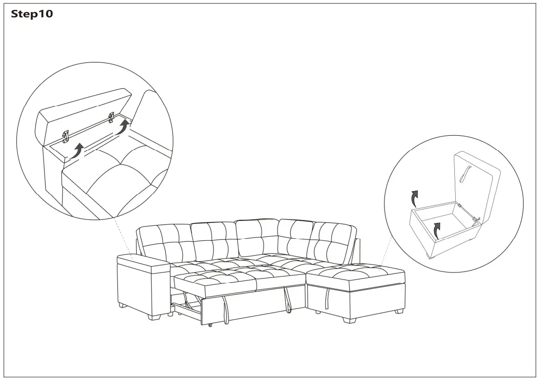 SIMPLE RELAX 89136 87 75 in W Woven Fabric Sleeper Sectional Sofa - fig