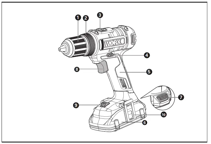 WORX WX108L 20V Cordless Drill and Driver - FIG
