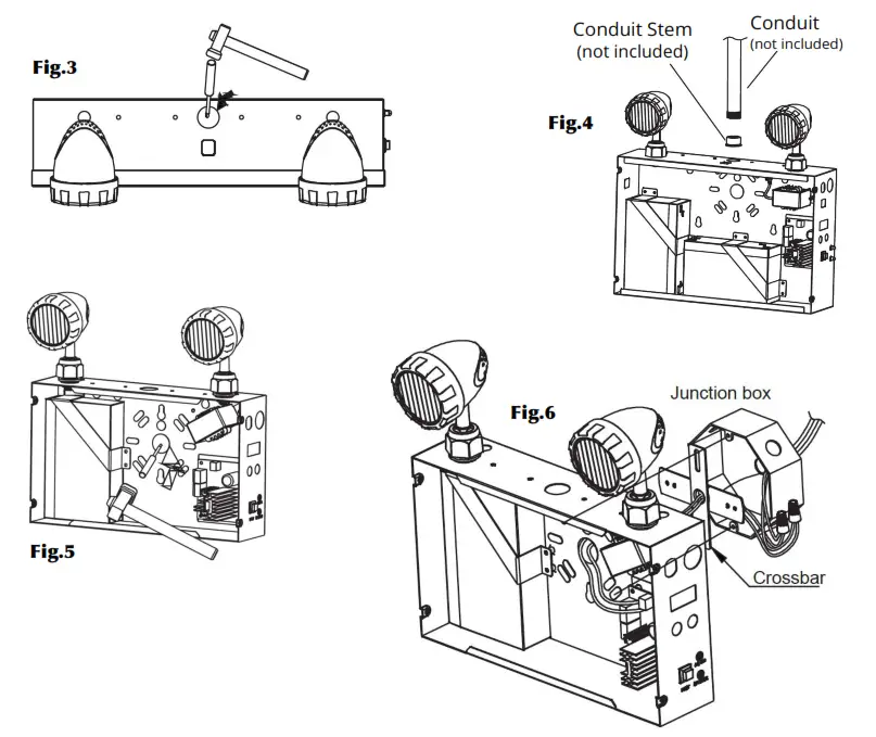 ORTECH OE-212BP LED Emergency Lights - Hardwired Installation