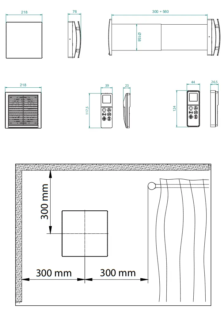 IMMERGAS ZenitAir Mono Mechanical Ventilation Unit - DIMENSIONS