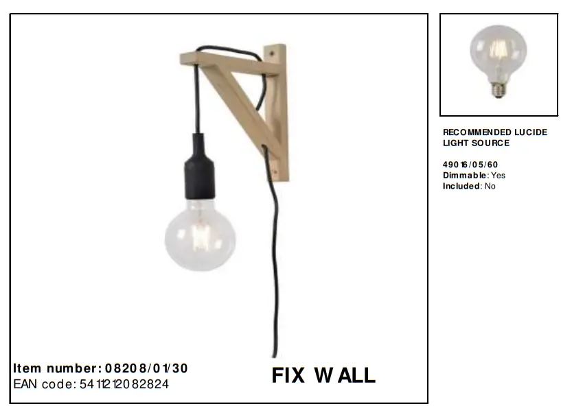 LUCIDE 08208 Fix Wall Lamp Light - fig