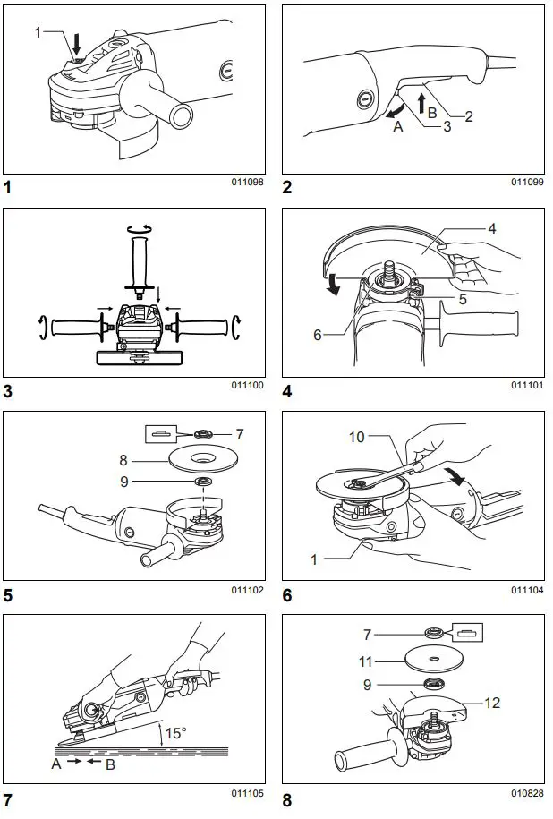 makita M9000 Angle Grinder Instruction Manual - Fig 1,8