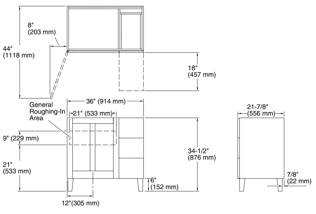 KOHLER K-99533-LGR Poplin 36-Inch Linen White Bathroom Vanity Cabinet - fig 1