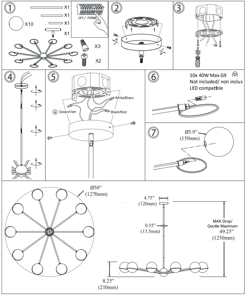 Dainolite SOF 5010C Sofia 10 Light Polished Chrome Modern Contemporary Chandelier